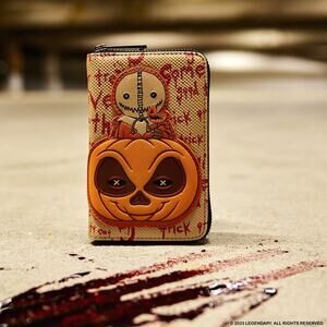 Loungefly Trick 'r Treat Sam Pumpkin Zip Around Wallet NWT